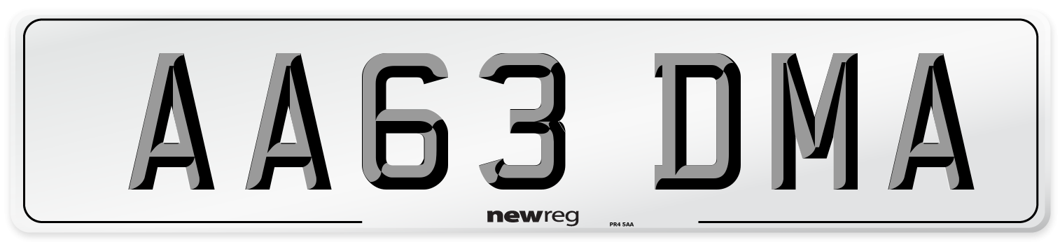 AA63 DMA Number Plate from New Reg
